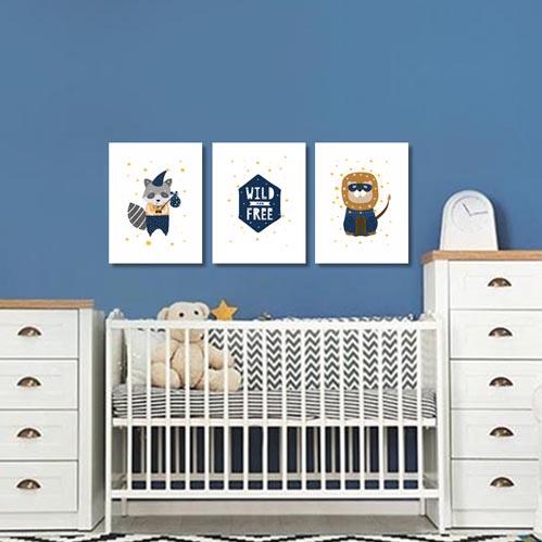 Set of 3 Boys - Wild and Free Canvas & More 