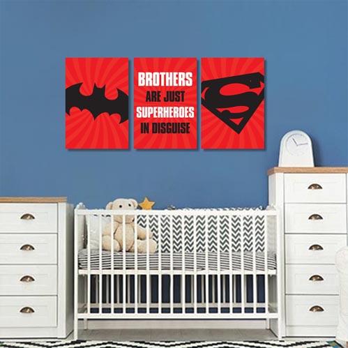Boys: Set of 3 - Brothers are just Superheroes in disguise (Red) Canvas & More 