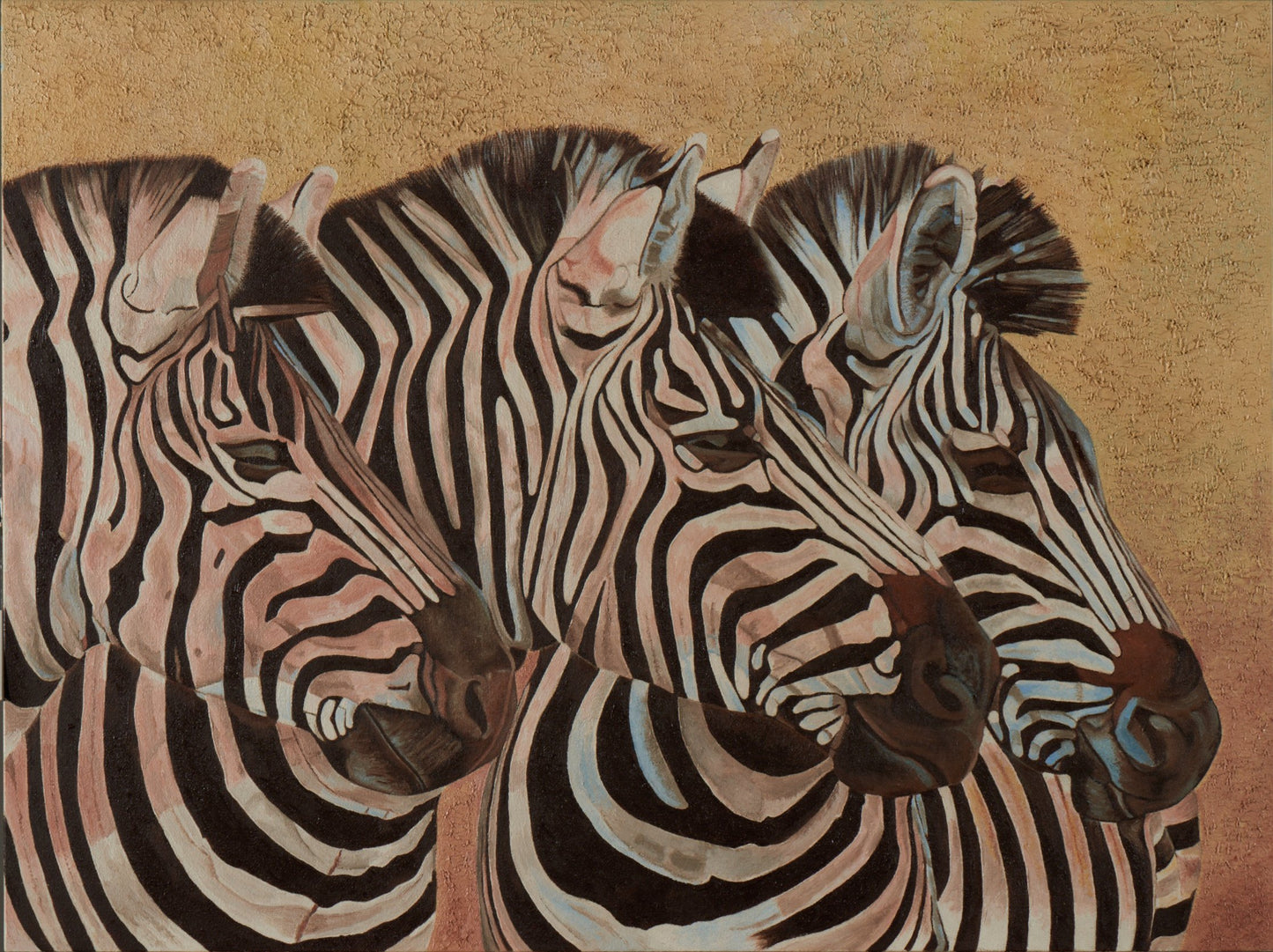 Three Zebra Oil Painting Oil Painting Clive 
