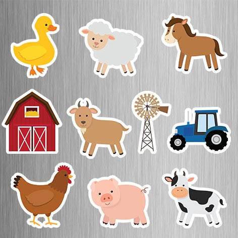 Farm Animals Photo Fridge Magnets - (10 PER PACK) (UK)
