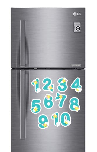 Mermaid Theme Numbers Photo Fridge Magnets - (11 PER PACK)