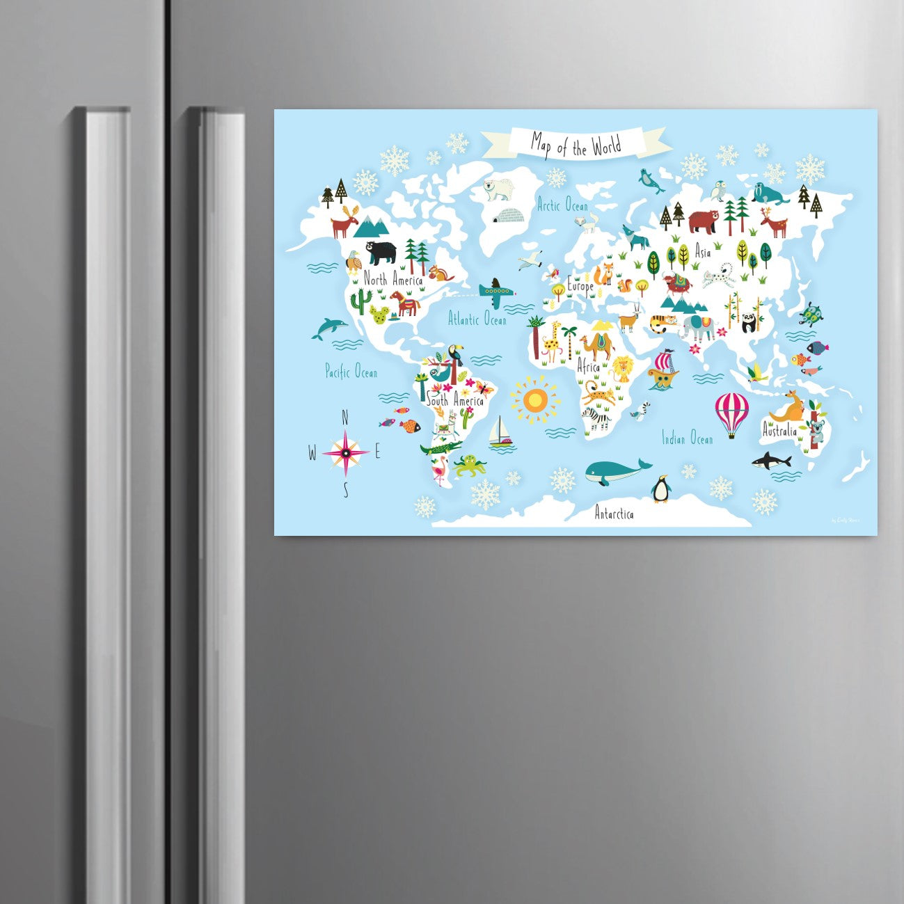 Kids World Map Fridge Magnet (A3)