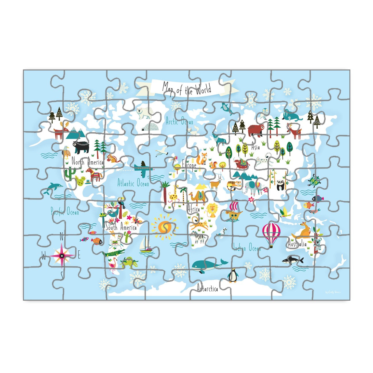 Kids World Map 48 Piece Puzzle (A3)