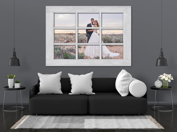 Single Canvas Prints! Virtual Window Frames White Wood