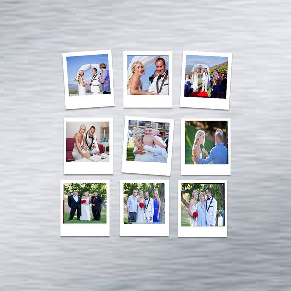 Polaroid-Styled Photo Fridge Magnets - personalised (9 PER PACK) LARGE *10cm x 12cm