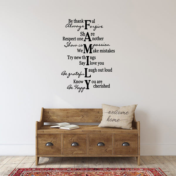 Large Vinyl Wall Art Sticker Quote: F.A.M.I.L.Y