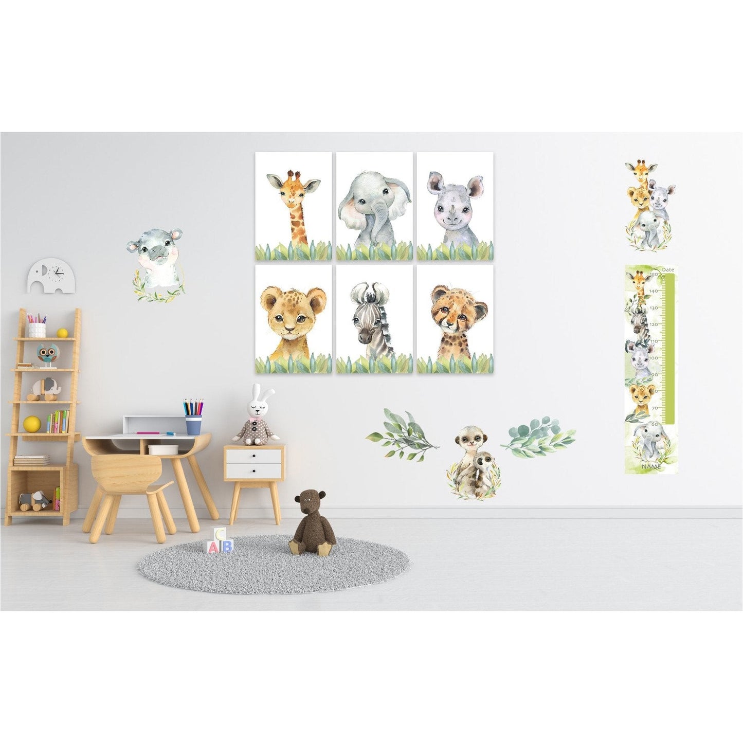 Animal Safari Decals and Height Charts