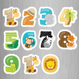 Safari Theme Numbers Photo Fridge Magnets - (11 PER PACK) (UK)