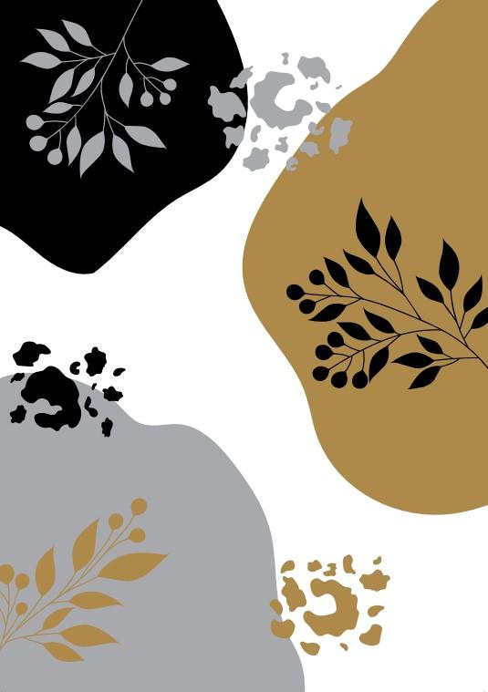 Set of 3 - Abstract floral grey gold Canvas & More 