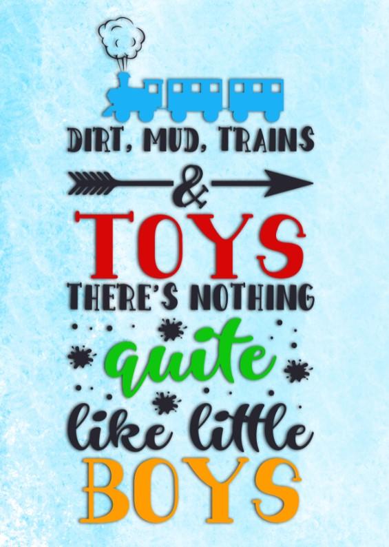 Boys: Set of 1 - Dirt, Mud, Trains Canvas & More 