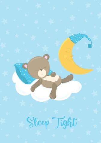 Boys: Set of 3 - Sleepy Baby Boy Bear Canvas & More 