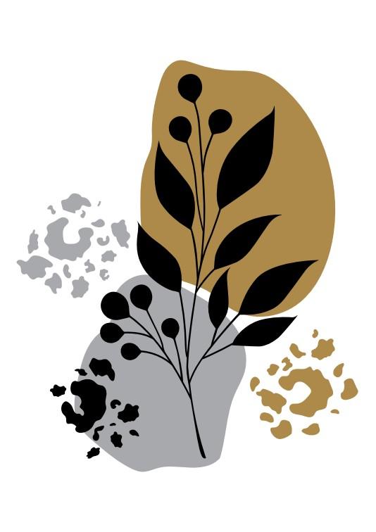 Set of 3 - Abstract floral grey gold Canvas & More 