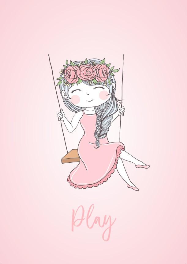 Girls: Set of 3 - Cute Girl Wall Art (1) Canvas & More 