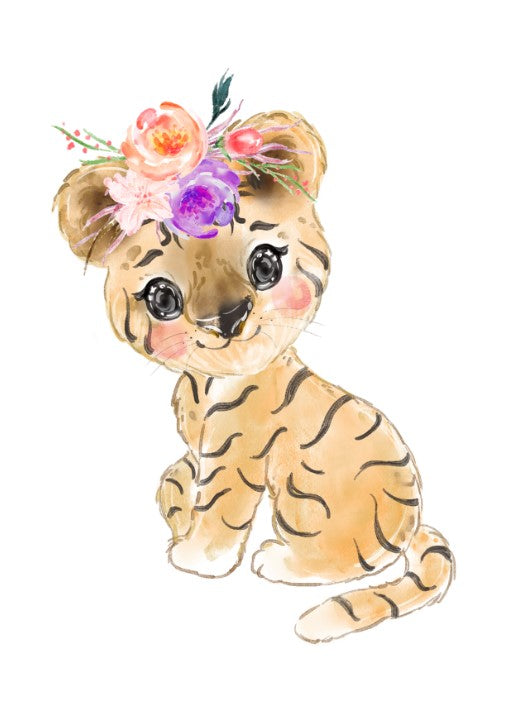 Girls: Set of 3 - Watercolor Baby Tiger