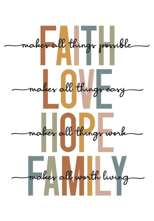 Wall Art Quote: Faith Love Family Canvas & More 