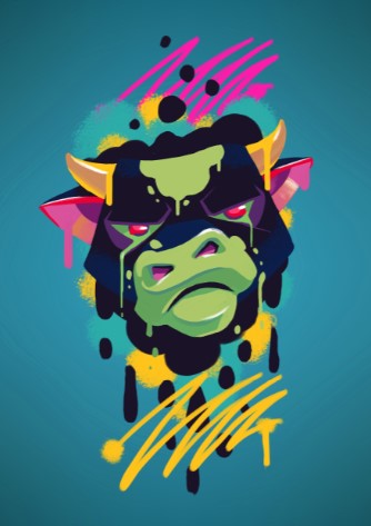 Teen Boys: Set of 1 -  Grafitti Bull