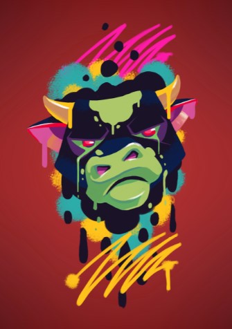 Teen Boys: Set of 1 -  Grafitti Bull