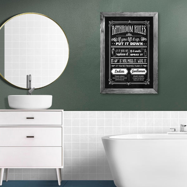 PVC Bathroom Rules Sign (Black)