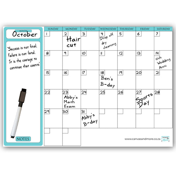 Large Write ‘n Wipe Magnetic Fridge Monthly Planner Calendar with 3-in-1 Marker