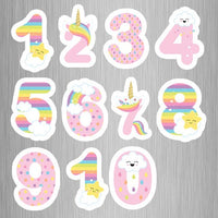 Unicorn Theme Numbers Photo Fridge Magnets - (11 PER PACK) (UK)