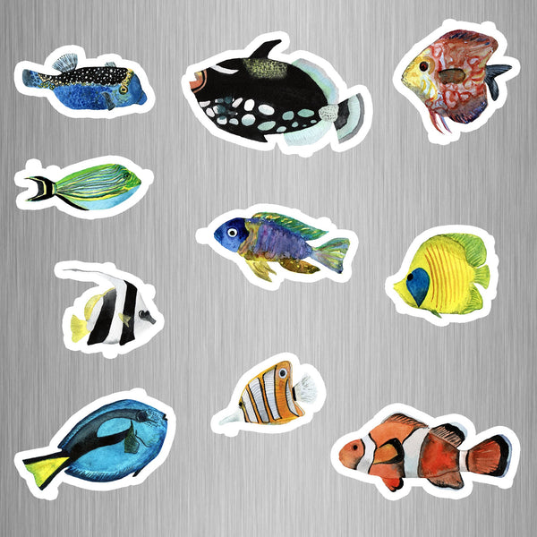 Watercolor Tropical Fish Photo Fridge Magnets - (10 PER PACK) (UK)