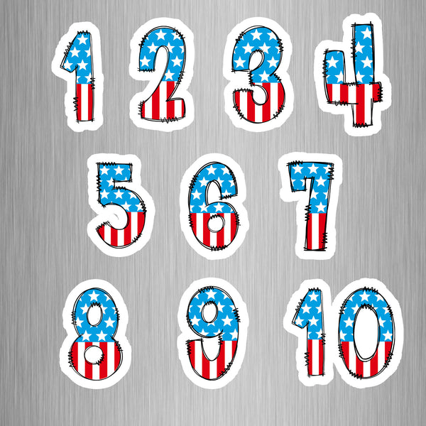 Captain America Theme Numbers Photo Fridge Magnets - (10 PER PACK)