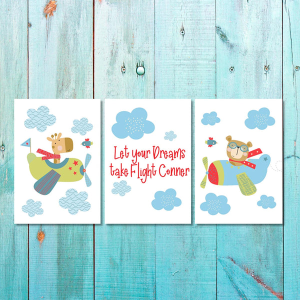 Boys: Set of 3 - Let your Dreams take Flight Conner Canvas & More 