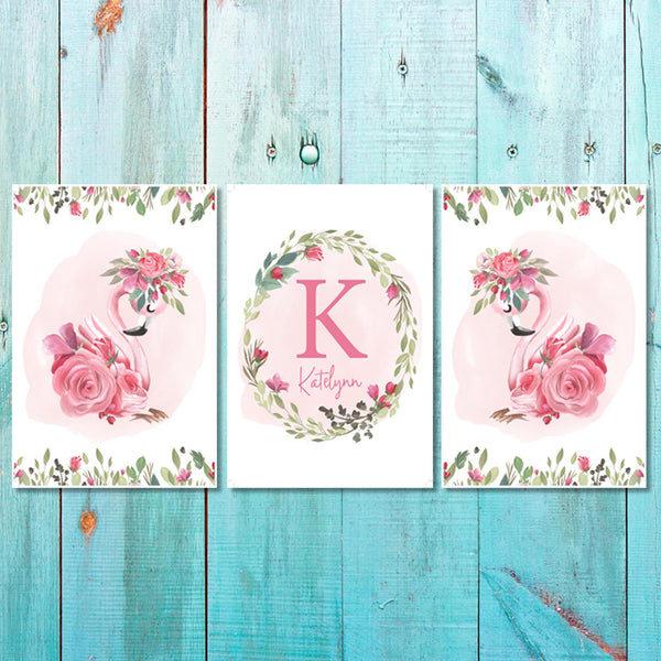 Girls: Set of 3 - Floral Flamingo Canvas & More 