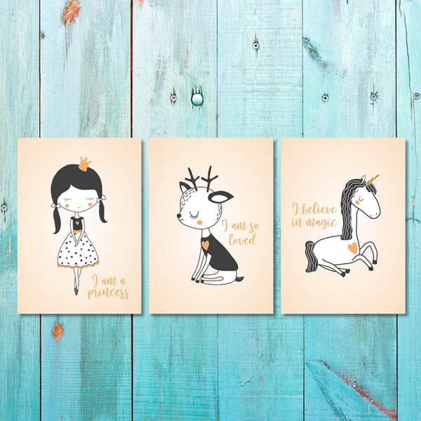 Girls: Set of 3 - Princess girl Canvas & More 