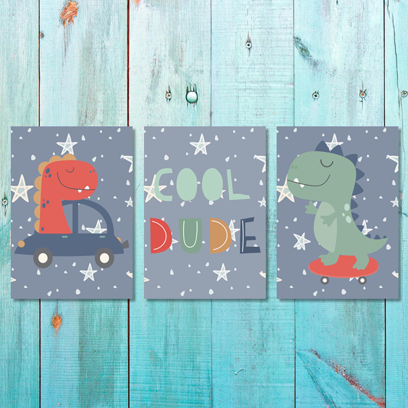 Set of 3 Boys Dino Dude 1 Canvas & More 
