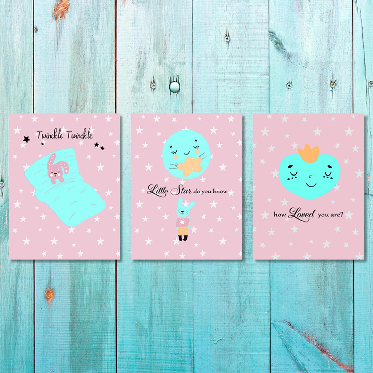 Set of 3 Girls Twinckle Twinckle Canvas & More 