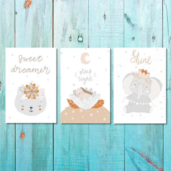 Set of 3 Girls Sweet dreams,Sleep tight, Shine Canvas & More 