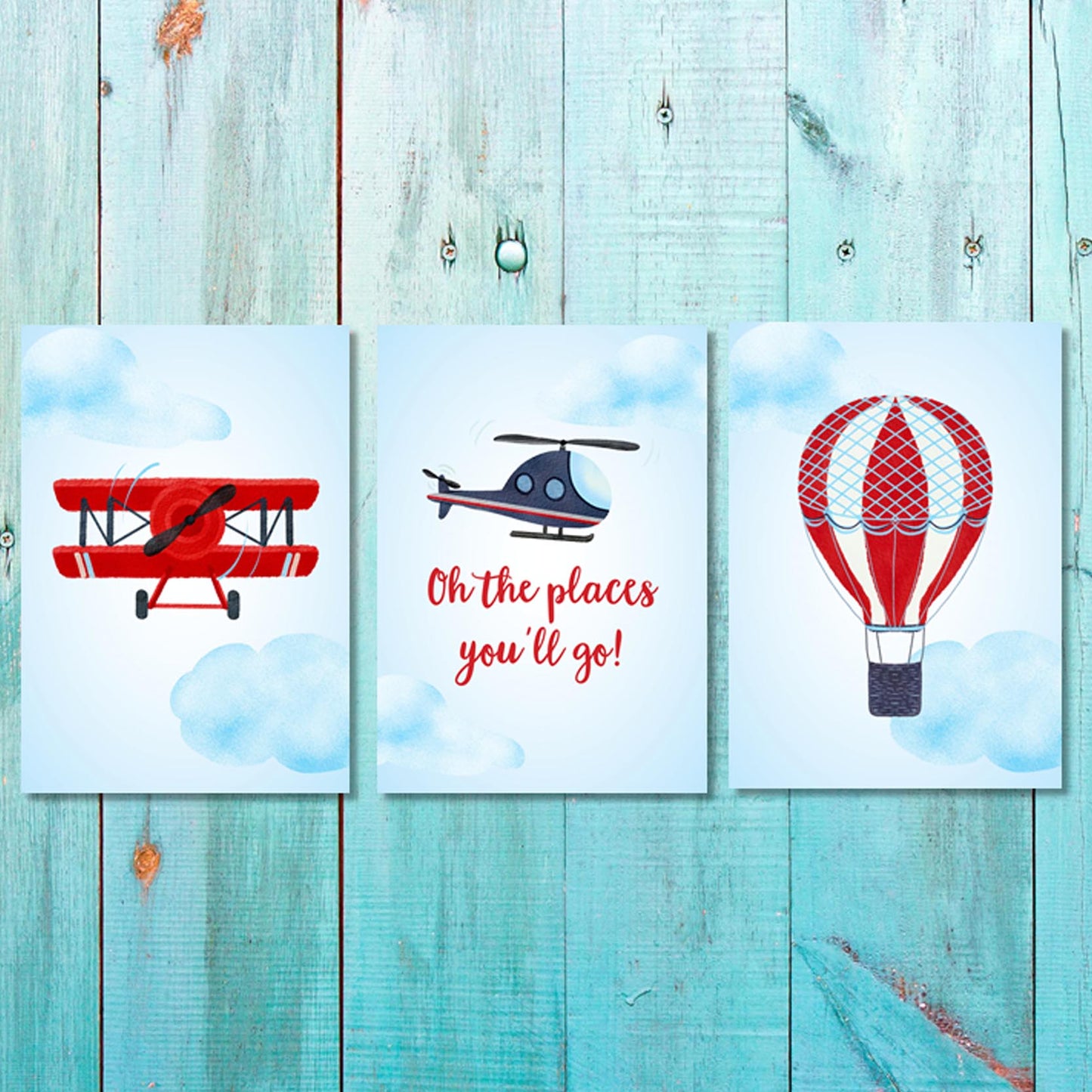 Boys: Set of 3 - Oh the places you'll go Canvas & More 