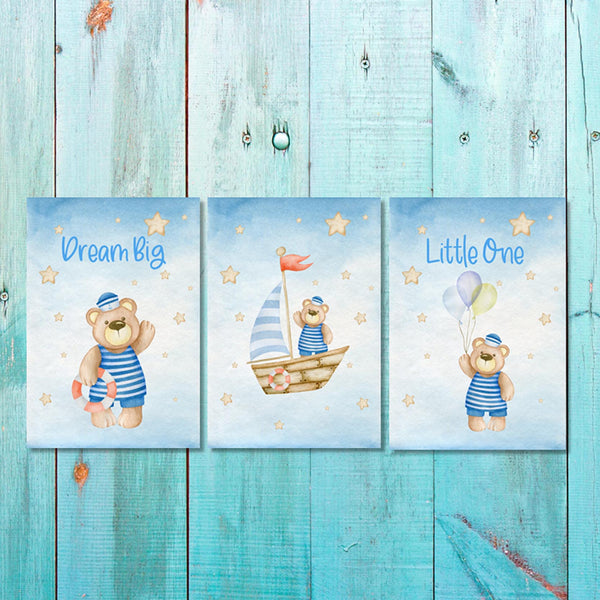 Boys: Set of 3 - Dream Big Sailor Bear Canvas & More 