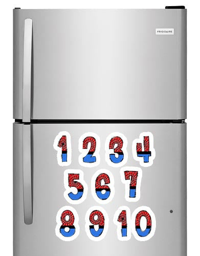Spiderman Theme Numbers Photo Fridge Magnets - (10 PER PACK) (UK)