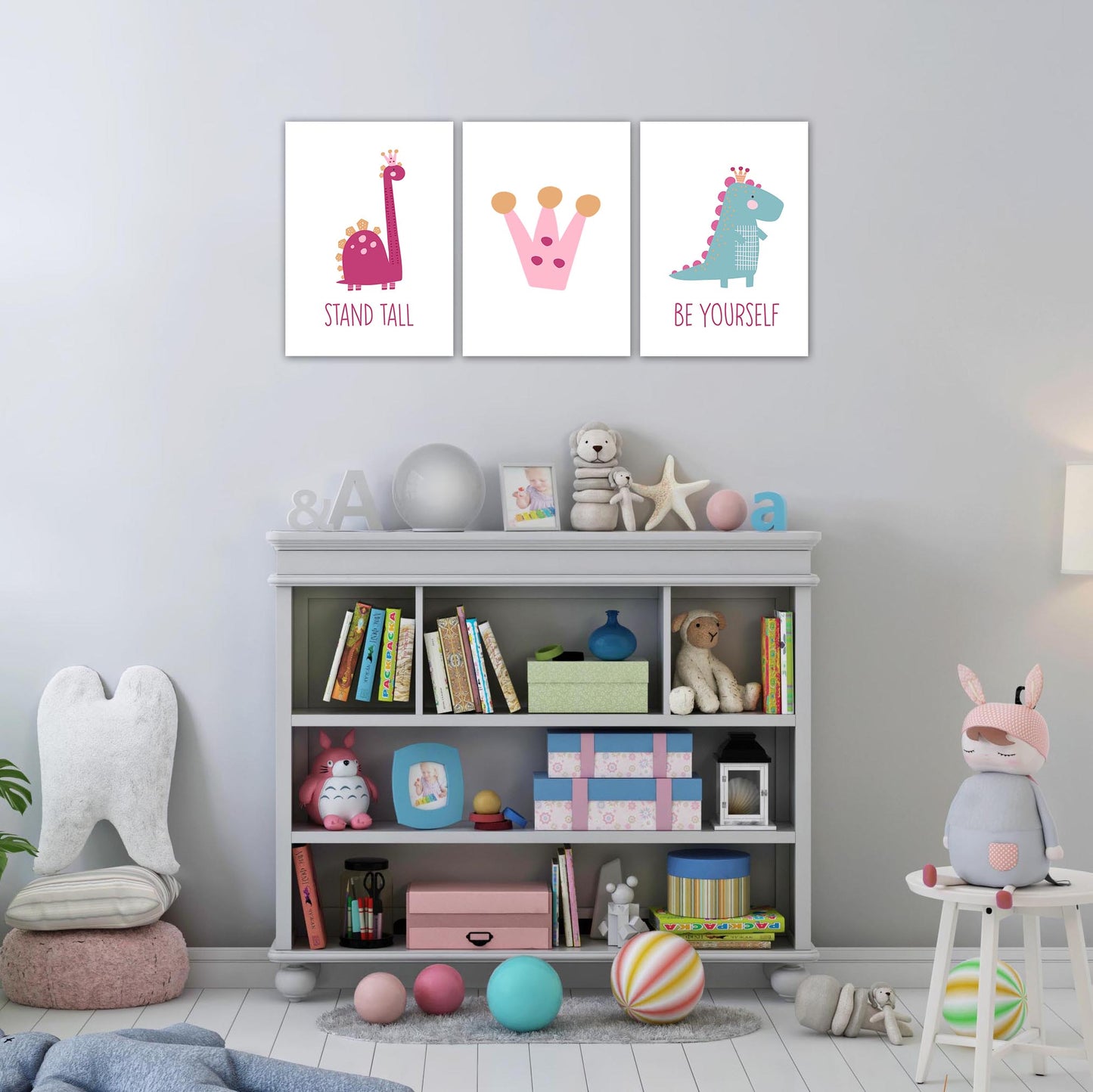 Girls: Set of 3 - Dino Girl Plain